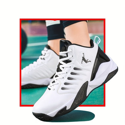 Men'S Trendy Casual Training Sneakers - Lightweight, Shock-Absorbing Running Shoes with Soft Rubber Sole, Breathable Fabric Lining, and Durable Synthetic Upper in White & Black, Lace-Up Design, Athletic Footwear | Modern Snea