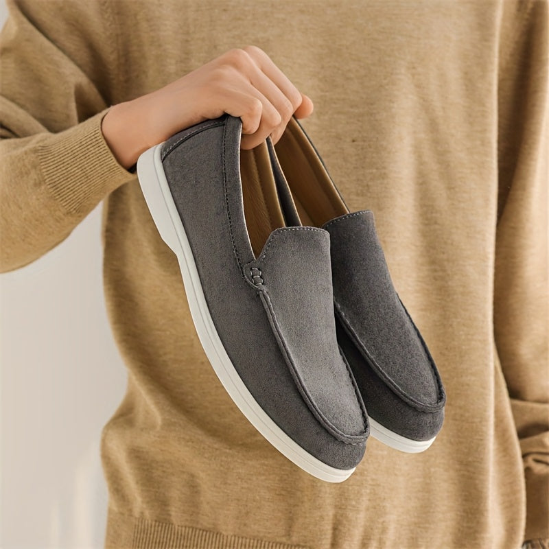 Men'S Slip-On Loafers - Lightweight Summer Shoes, Beige/Brown Formal & Casual Shoes, Easy Slip-On Closure, Synthetic Upper & Sole for Office, Vacation, Everyday - Minimalist British Style Dress Shoes, Office Footwear, Sleek D