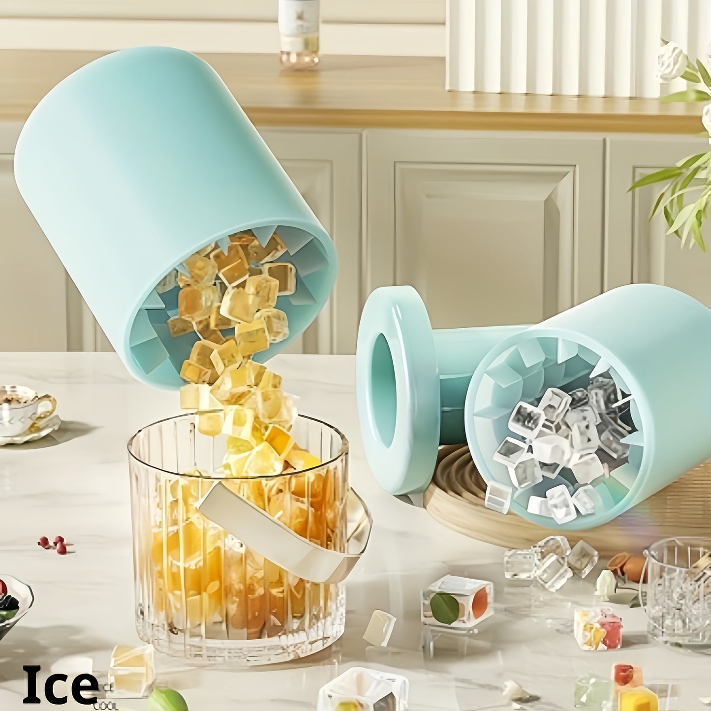 1pc Quick Freeze Silicone Ice Cube Trays - Easy to Use, Durable Plastic Molds for Perfectly Shaped Ice, Ideal for fruit juice, Ice Buckets & Cylindrical Cups, fruit juice Accessories,Suitable for Thanksgiving, Halloween, Chri