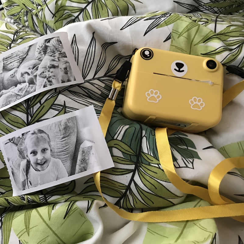Mini Thermal Portable Instant Printing Camera for Kids, 3/5/10S Delayed Photography with USB Charger 1500mAh Battery And Three Rolls Printing Paper