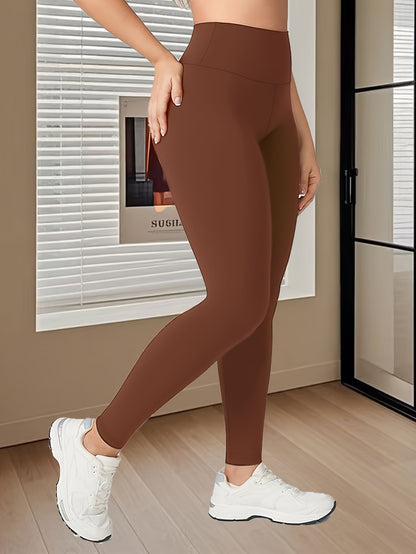 1pc Women's High-Waisted Yoga Leggings - Butt-Lifting & Tummy Control 7/8 Length Workout Pants, Breathable Medium-Stretch Fabric, Non-See-Through Solid Black for Fitness, Running, Yoga & Casual Wear, Yoga Pants