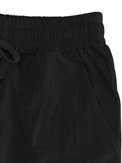 Men's Lightweight Breathable Linen Pants - American Loose Fit Straight Leg Casual Trousers with Adjustable Drawstring Waist & Side Pockets, Semi-Sheer Solid Color for Beach Vacation, Summer Outings & Casual Attire, Beach Pant