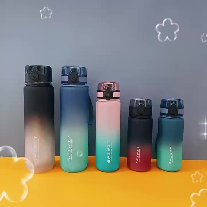 1pc Portable Leakproof Water Bottle With Time Marker And Carrying Strap