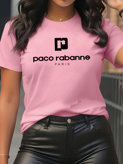 Women'S Soft Pink T-Shirt - Minimalist Elegant Y2K Retro Graphic Tee with Bold Lettering - Everyday Casual & Formal Outfits - Sizes S-XXL - Non-See-Through Fabric - Women'S Fashion Top, Ladies T Shirts, Versatile Clothing, Me