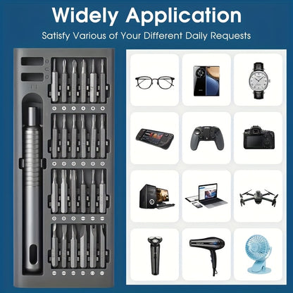 1pc 25in 1 precision screwdriver set, mobile phone and tablet removal Multi-function repair tool, durable plastic, no charging - with various drill bits