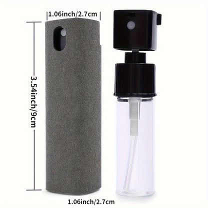 2in 1 Ultrafine Fiber Spray Bottle with Spray Nozzle & Cleaning Cloth - Durable Gray Design for Phone, Computer, Glasses, and More - Perfect for Home, Dorm, or School Use (Empty Bottle Only)