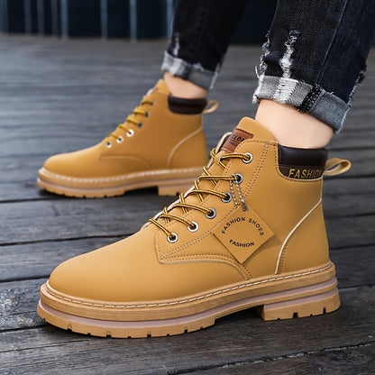 KOONEXY Men'S Fashion Ankle Boots - Upper, PVC Sole, Lace-Up, Round Toe, Short Ankle Boots for Casual & Sporty Wear, All-Season Comfort, Casual Footwear, Sporty Boot Design, Fabric Lined Interior