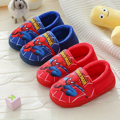 MARVEL Boys' Spider-Man Plush Slippers - Cozy Cartoon Design, Warm & Soft Fabric, Slip-On Indoor House Shoes for Youngsters, Youngsters, and Youngsters, Perfect for Fall/Winter, Youngsters'S Indoor Shoes | Cartoon Character S