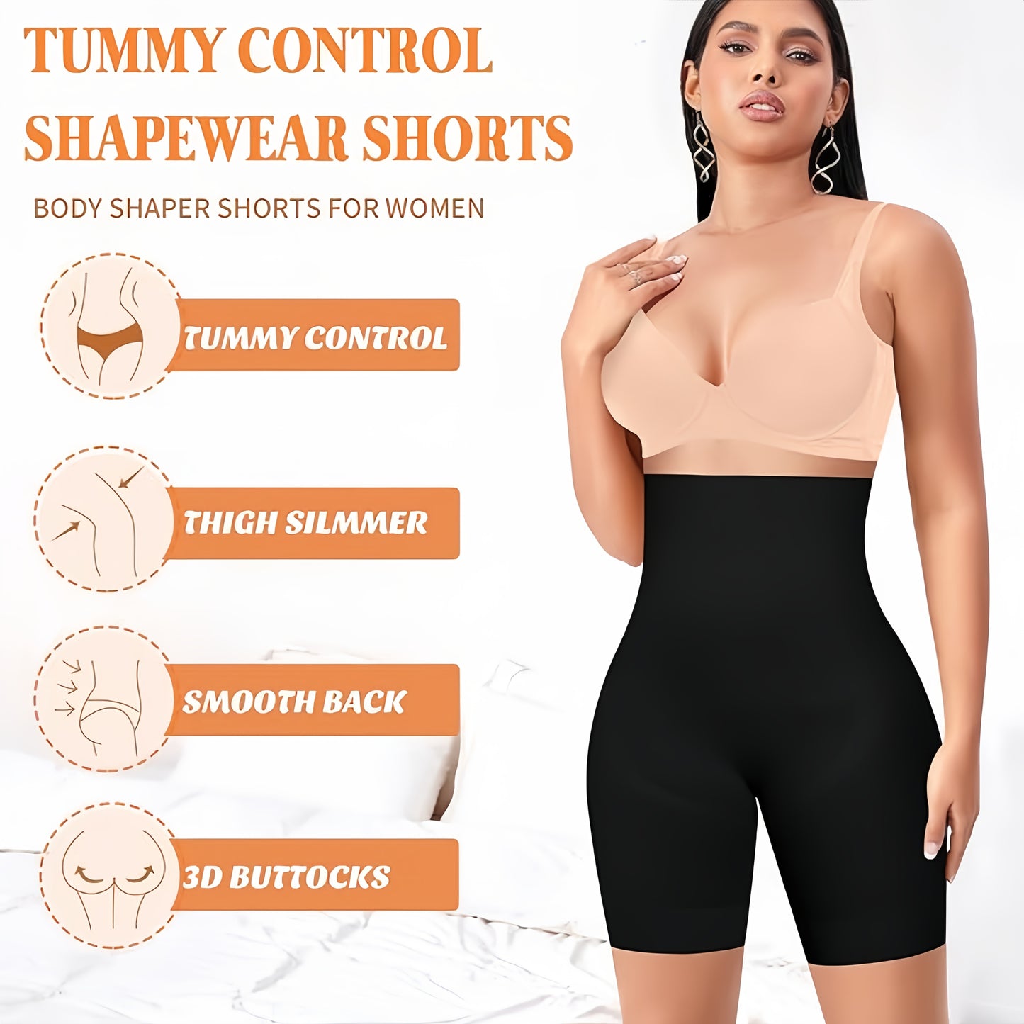 High-Waist Tummy Control Shapewear Shorts for Women - Seamless, Compression Thigh Slimming & Butt Lifting Underwear, Invisible Postpartum Waist Trainer, Comfortable Polyester, All-Season Wear, Waist Trainer Tummy Control