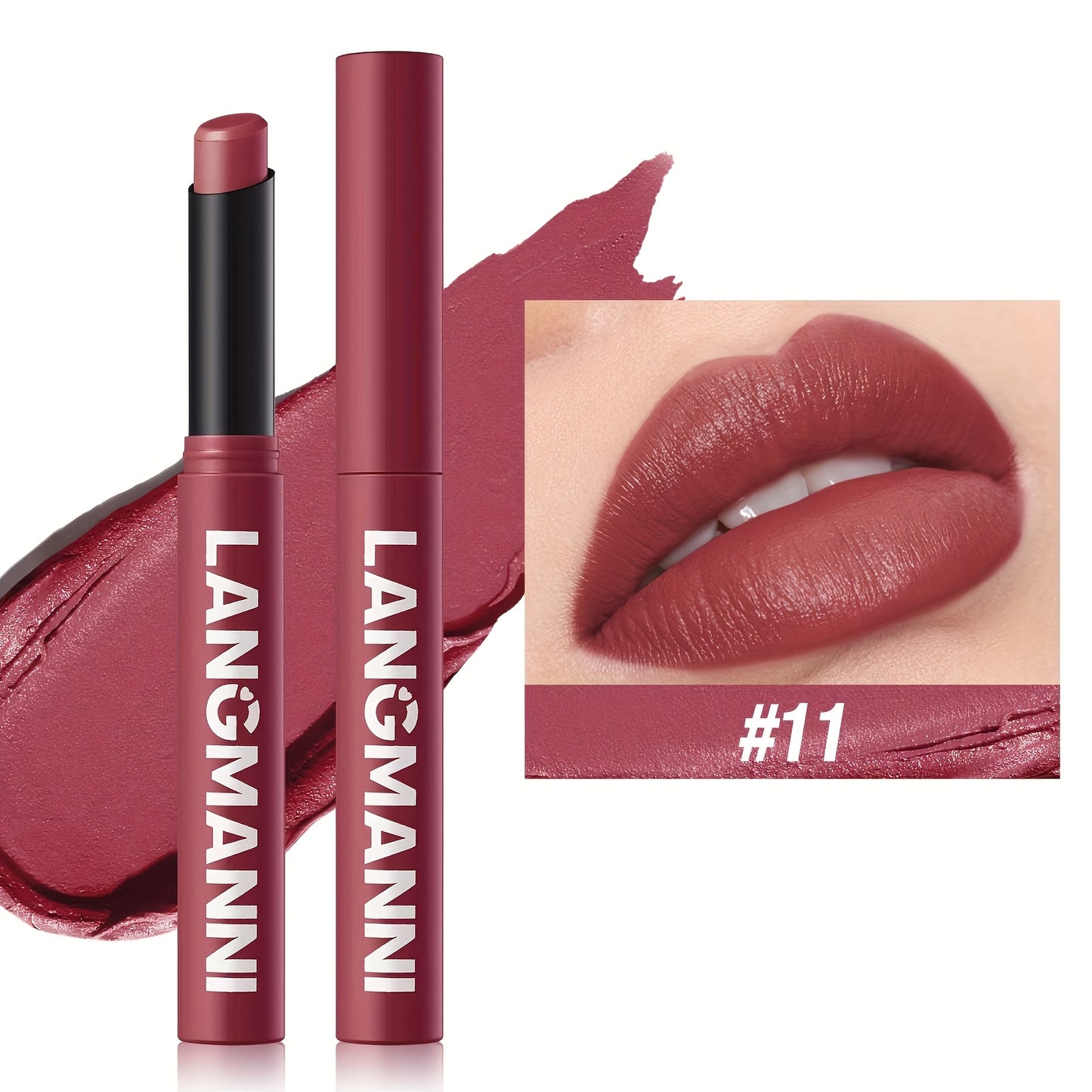 Single Pack of Matte Lipstick in 12 Colors with Lasting Moisture