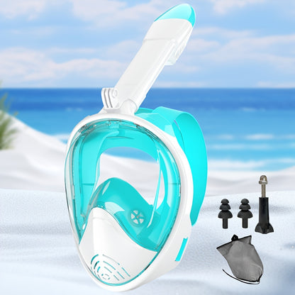 Full Face Silicone Snorkeling Mask, Large Frame Full Dry Panoramic Snorkel Mask with Camera Holder, Anti-Fog Swimming Goggles Swim Glasses Set for Adults