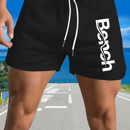 Men'S Quick-Dry Swim Trunks with Drawstring Waist - Vibrant Pink Geometric Pattern Beach Shorts, Breathable Regular Fit Casual Swimwear for Summer, Bathing Suits, Quickdrying Fabric