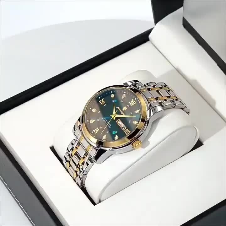1pc Men's Fashion Stainless Steel Quartz Watch with Date Function, Rhinestone Accents, Luminous Hands, Round Dial - Casual Style, Battery Powered, Water Resistant, Ideal Gift for Birthdays and Anniversaries