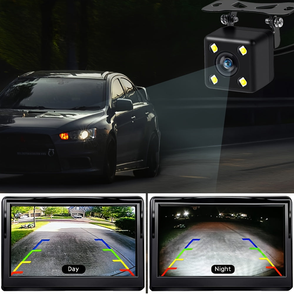 Car Rearview Reversing Camera 4.3-Inch Display LCD Monitor, Car Safety Parking Assistance Products, Reversing Camera to Help You Quickly And Safely Back Up, for Pickup Trucks, Rvs, Cars, Campers, Easy to Install, a Must for N