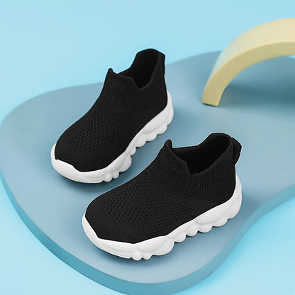 Kids' Slip-On Sneakers | Lightweight EVA Cushioned Sole | Breathable Knit Upper | Black Casual Sneakers for Boys & Girls | Comfortable Athletic Shoes for Toddlers & Youngsters | Durable Rubber Sole | Ideal for Outdoor Activit