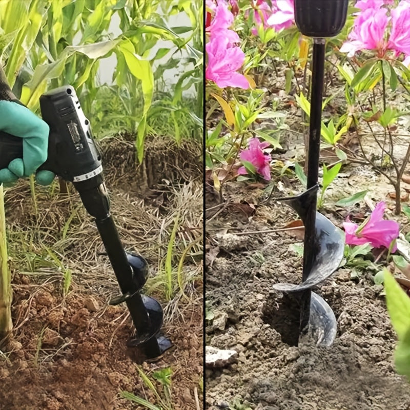 Heavy-Duty Spiral Drill Bit for Gardening & Lawn Care - 3/8" Hex Shank, Sharp Blades, Ergonomic Handle, Multi-Size (3/4" to 2" Heads) for Digging, Sod, Weeding, Weed Removal, Garden Tool, Robust Construction, Durable Construc