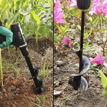 Heavy-Duty Spiral Drill Bit for Gardening & Lawn Care - 3/8" Hex Shank, Sharp Blades, Ergonomic Handle, Multi-Size (3/4" to 2" Heads) for Digging, Sod, Weeding, Weed Removal, Garden Tool, Robust Construction, Durable Construc