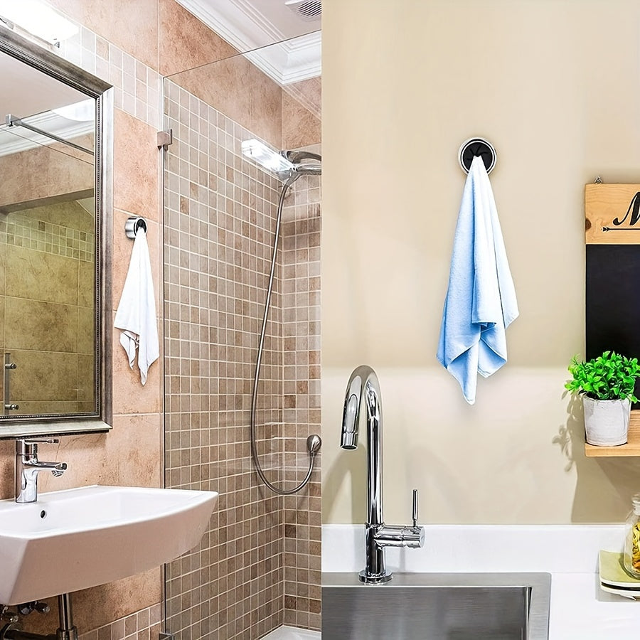 2pcs Round Self-Adhesive Towel Holders - Wall & Cabinet Door Mount, No-Drill Kitchen & Bathroom Towel Racks, for Spring