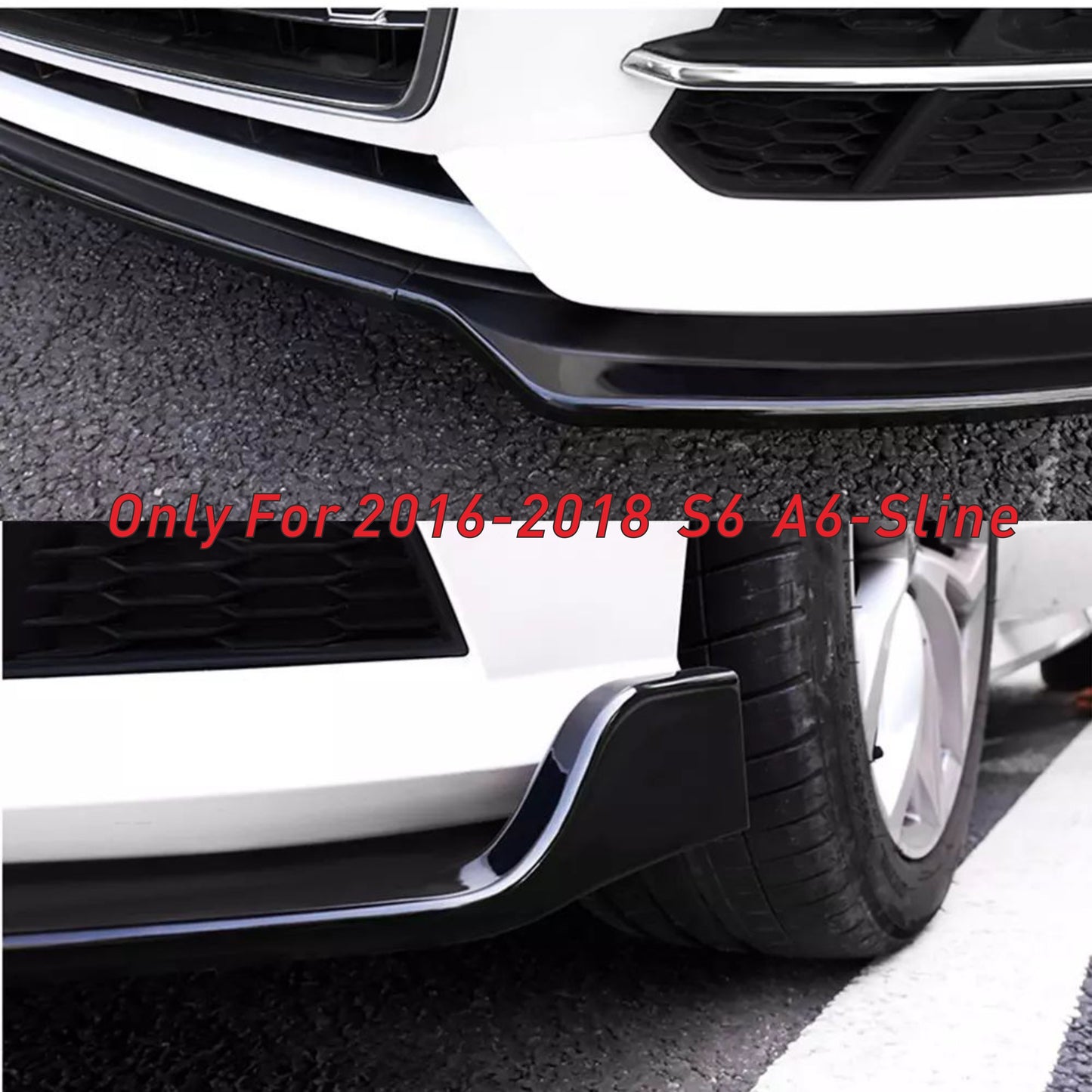 Gloss Black Front Lip Splitter for AUDI A6-S-Line/S6/C7-Facelift 2016-2018