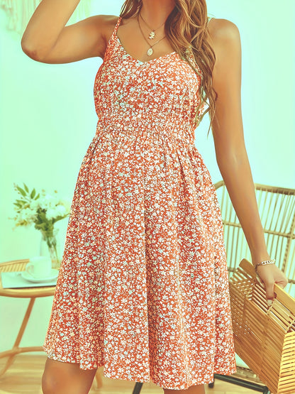 Elegant Floral Maternity Dress - Sleeveless, V-Neck, Loose Fit, Non-Stretch Fabric, Perfect for Summer, Casual Pregnancy Dress | Sleeveless Maternity Dress | Nonstretch Material, Maternity Clothes