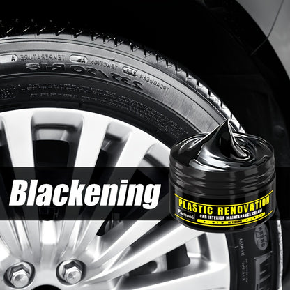 FARIENNE Car Plastic Part Restorer, Black Interior Trim Polishing Wax, Aging Prevention Refurbishment Agent, Repair Plastic Scratches, Tire Shine Paste, Leather Sofa Seat Care Cream, Suitable for All Car Interiors and Exterio