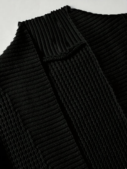Men'S Casual Long Sleeve V-Neck Knit Cardigan - Loose Fit Solid Color Sweater with Pockets, Lightweight Acrylic for Fall/Winter, Versatile Layering Piece