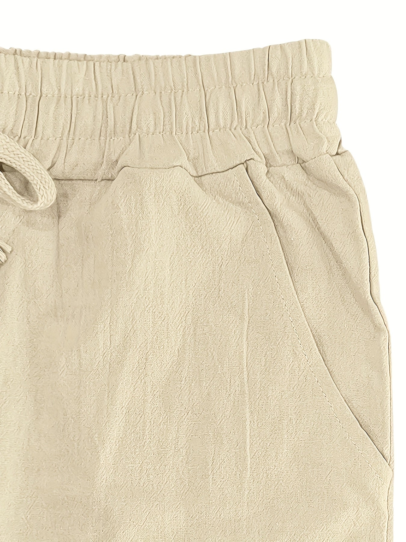 Men's Lightweight Breathable Linen Pants - American Loose Fit Straight Leg Casual Trousers with Adjustable Drawstring Waist & Side Pockets, Semi-Sheer Solid Color for Beach Vacation, Summer Outings & Casual Attire, Beach Pant