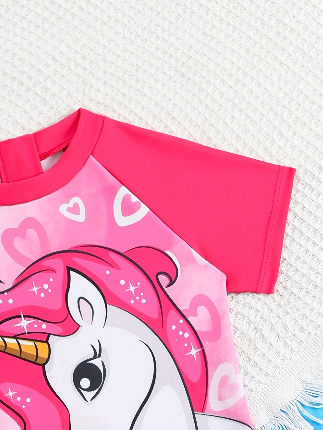 Cute Cartoon Unicorn Pattern Print Girls Spring And Summer Beach Vacation One-Piece Swimsuit