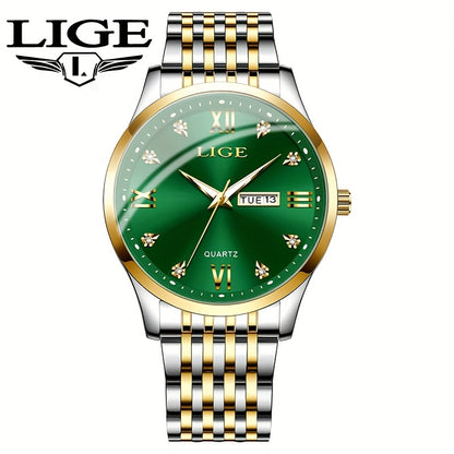 LIGE Women's Elegant Luxury Watch - Blue Dial with Roman Numerals, Quartz Movement, Battery-Powered Watch for Everyday, Formal, Travel - Perfect Gift for Valentine's, Birthdays, Anniversaries - Compatible with Formal & Casual