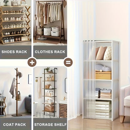 Five/Six-Tier Storage Cabinet Lightweight Dustproof Home Organization Minimalist Beautiful High Load Capacity Living Room Bedroom Balcony Multi-Functional Large Capacity Storage Cabinet