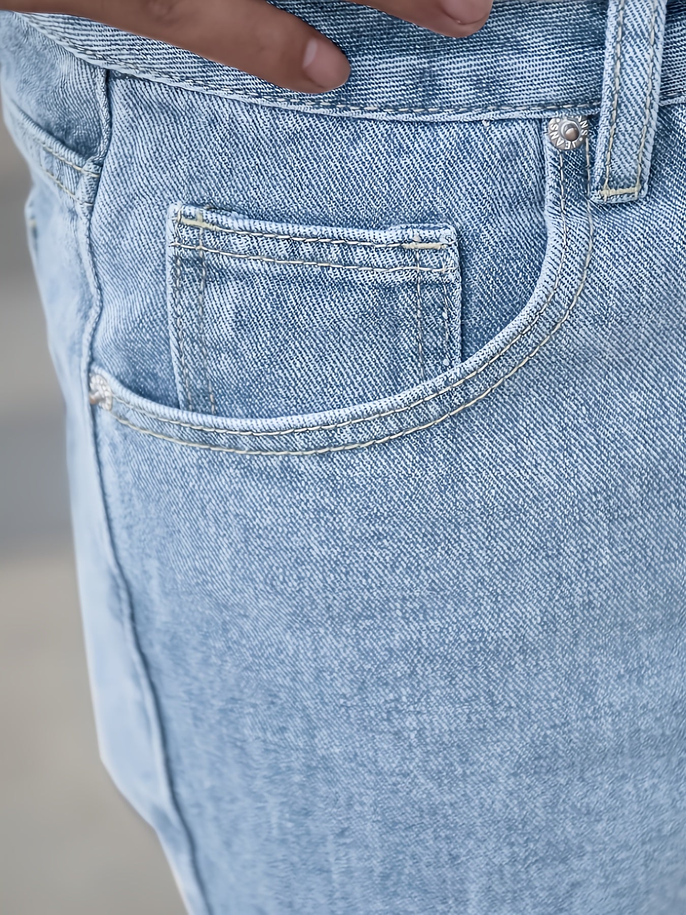 Men's Casual Stretch Denim Pants - Classic Regular Fit, Water-Washed Texture, All-Season Comfort, Machine Washable Solid Color Jeans for Casual Attire, Casual Casual Attire | Classic Blue Jeans | Easycare Jeans