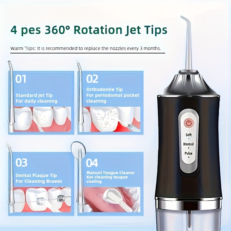 Electric Water Flosser, Intelligent Chip Precise Pressure Control, 360 Degree Rotating Nozzle, Oral Irrigator, Deeply Clean Teeth and Gums, Father's Day Gift