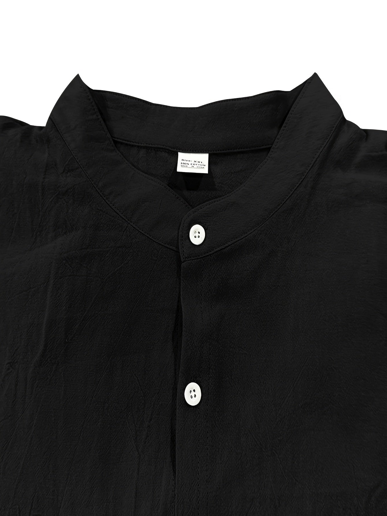 Men's Lightweight 95% Linen Shirt - Breathable Summer Casual Button-Up with Stand Collar, Regular Fit for Beach & Urban Wear, Solid Color
