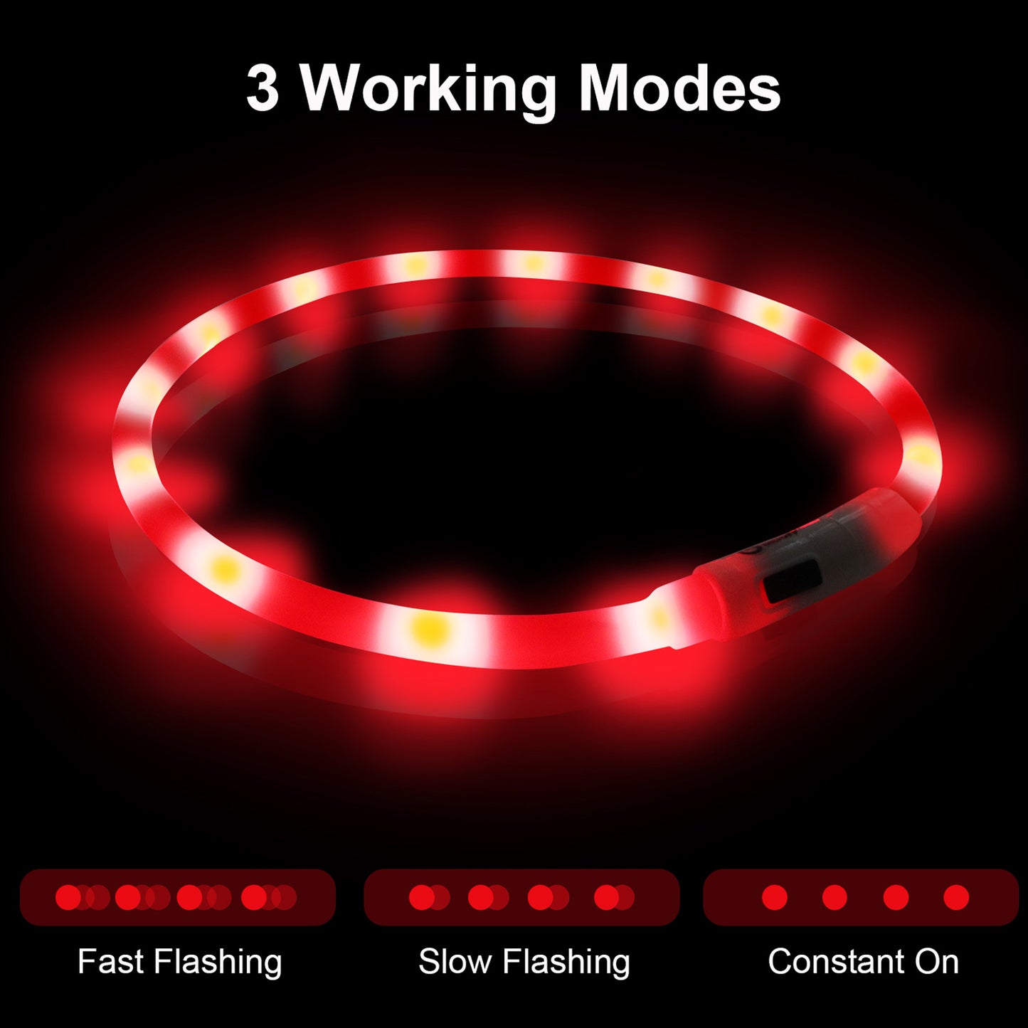 JOYTALE LED Glowing Pet Collar with USB Rechargeable Safety Light for Dogs & Cats