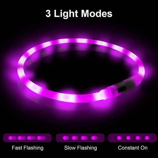 JOYTALE LED Glowing Pet Collar with USB Rechargeable Safety Light for Dogs & Cats