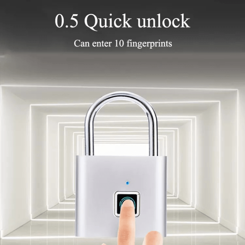 Mini Smart Fingerprint Padlock Waterproof Security Antitheft Keyless USB Rechargeable Suitcase Luggage Backbag Door Lock