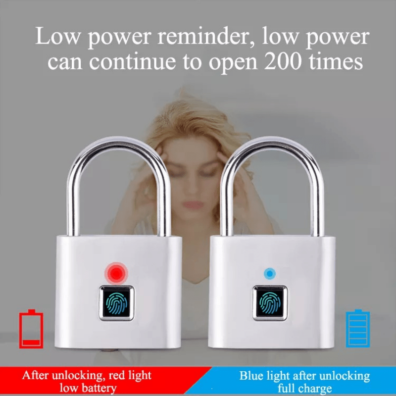 Mini Smart Fingerprint Padlock Waterproof Security Antitheft Keyless USB Rechargeable Suitcase Luggage Backbag Door Lock