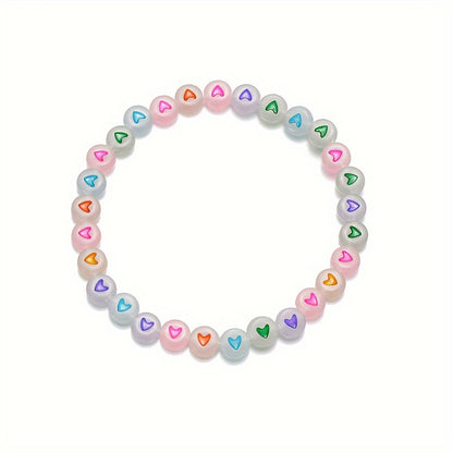 Vacation Beach Style Glow in the Dark Heart-Shaped Resin Anklet for Women - Versatile Daily & Gift Wear Accessory, No Mosaic, All Seasons Compatible