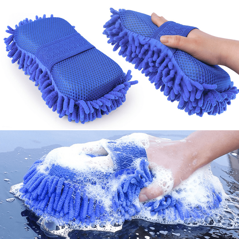 Microfiber Car Wash Sponge - Handheld Cleaning Brush for Auto, Motorcycle, and Home Use - Soft, Durable, and Easy to Use Grooming Tool, Vehicle Washing | Soft Cleaning Sponge | Durable Wash Mitt, Car Wash Sponges, Without Bat