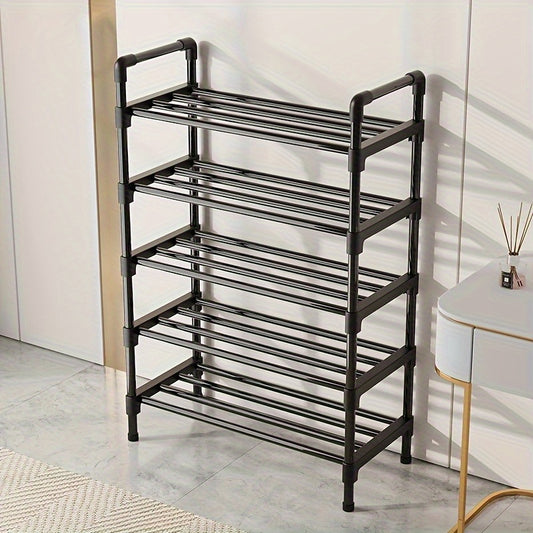 1pc Multi-Layer Shoe Rack, Black Shoe Storage Stand, Simple Household Shoe Storage and Organization, Multifunctional Storage Shelf, Space Saving Shoe Rack, Suitable for Doorway, Bedroom, Corridor