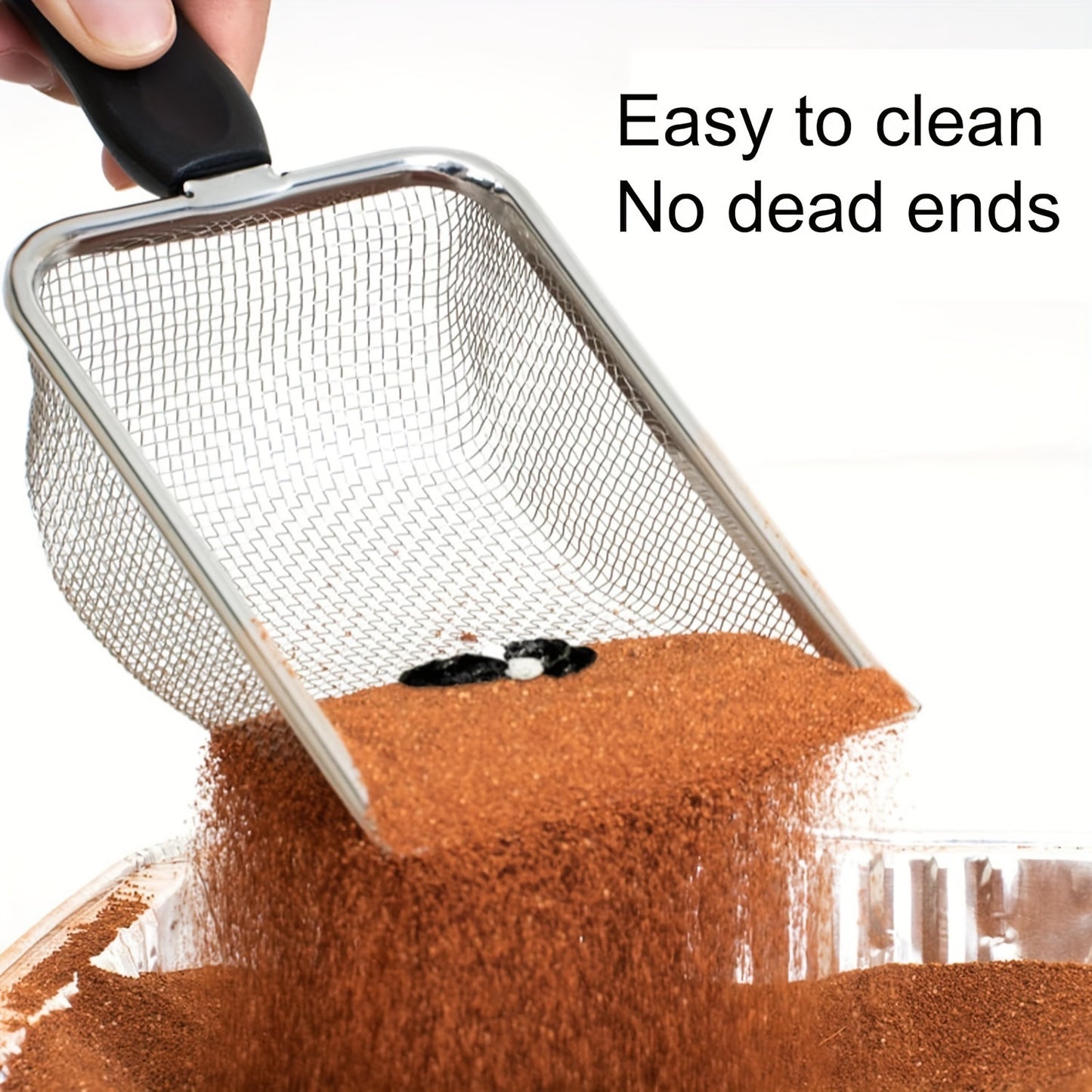 Durable Stainless Steel Cat Litter Scoop with Ergonomic Handle - Easy Clean, Efficient Pet Waste Shovel for Fine Litter - Ideal for Quick Cleanup After Pet Owners Spill their Litter, Cat Litter Scoop