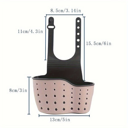 1pc Multifunctional Silicone Sink Sponge Rack With Adjustable Shoulder Strap - Organize And Drain Your Sponge, Kitchen Supplies, And More!