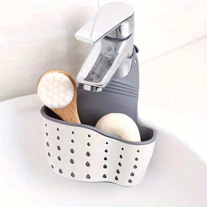 1pc Multifunctional Silicone Sink Sponge Rack With Adjustable Shoulder Strap - Organize And Drain Your Sponge, Kitchen Supplies, And More!