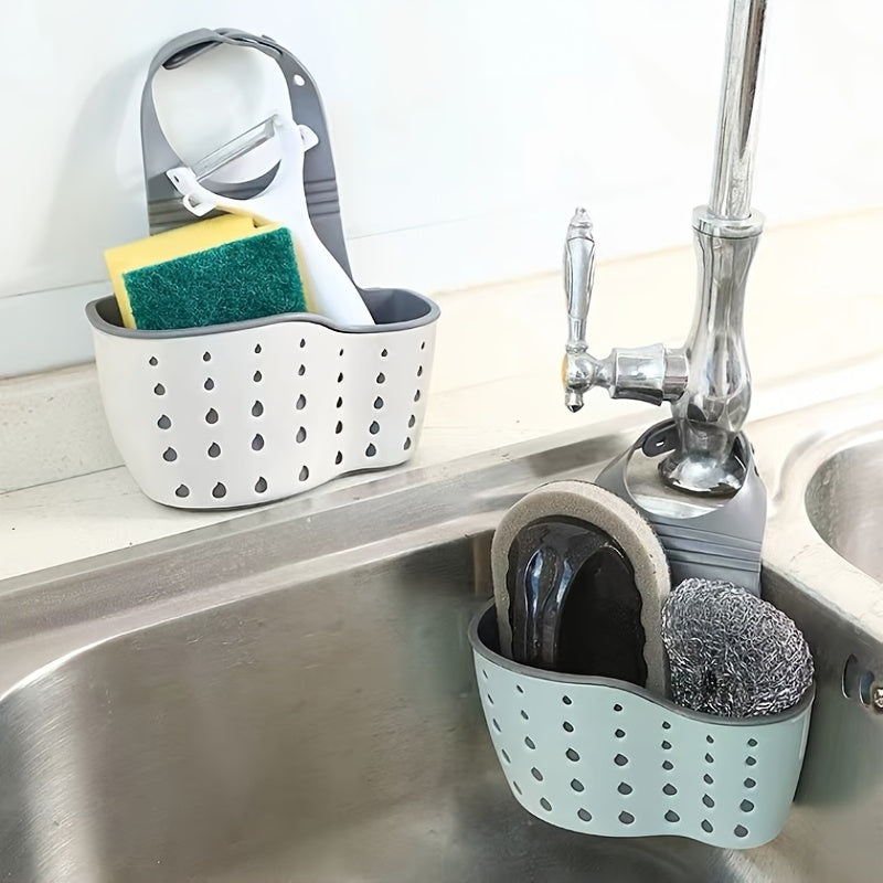 1pc Multifunctional Silicone Sink Sponge Rack With Adjustable Shoulder Strap - Organize And Drain Your Sponge, Kitchen Supplies, And More!