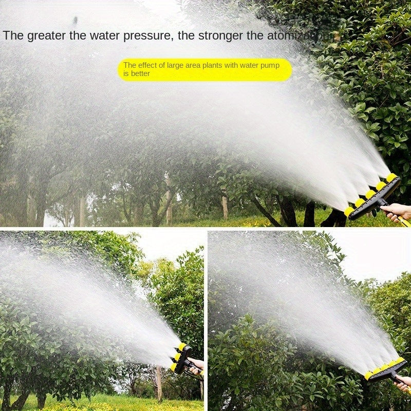 1pc Adjustable Multi-Head Garden Hose Nozzle Sprayer, Durable Plastic, Sleek Black Design, Efficient Watering for Lawn, Vegetables & Flowers, Fits US Garden Hoses, Garden Watering Tool