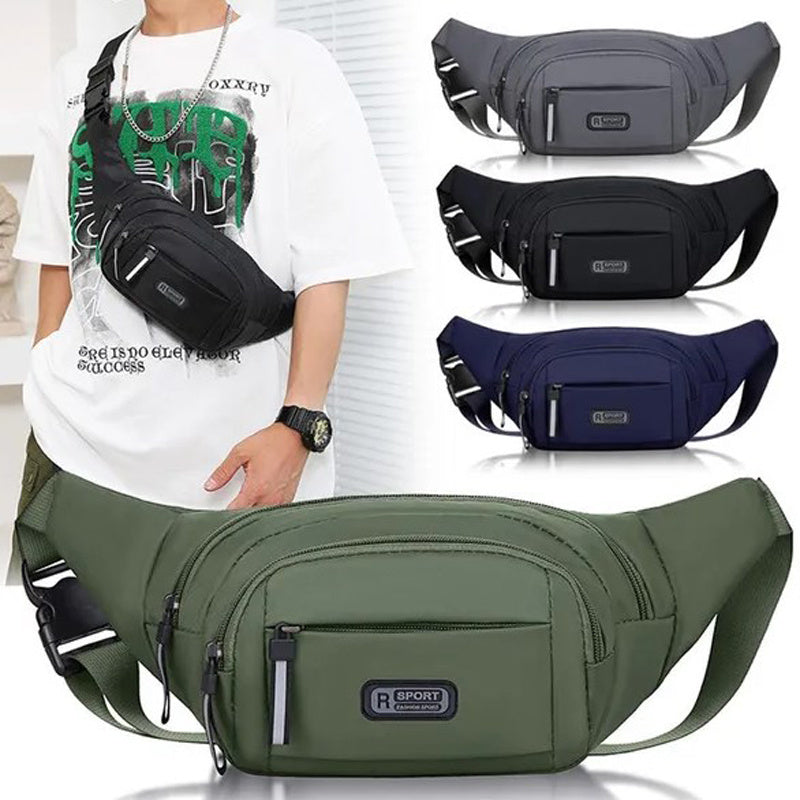 1pc Ultra-Thin Nylon Sports Waist Bag - Unisex Adjustable Shoulder Straps, Zipper Closure, Lightweight for Hiking, Travel, Camping & Running - 76.2-106.68cm, Mixed Colors, Non-High Quality, Hiking Gear, Sleek Design, Durable