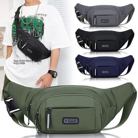 1pc Ultra-Thin Nylon Sports Waist Bag - Unisex Adjustable Shoulder Straps, Zipper Closure, Lightweight for Hiking, Travel, Camping & Running - 76.2-106.68cm, Mixed Colors, Non-High Quality, Hiking Gear, Sleek Design, Durable