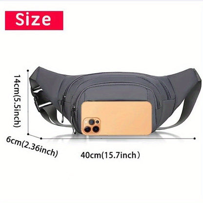 1pc Ultra-Thin Nylon Sports Waist Bag - Unisex Adjustable Shoulder Straps, Zipper Closure, Lightweight for Hiking, Travel, Camping & Running - 76.2-106.68cm, Mixed Colors, Non-High Quality, Hiking Gear, Sleek Design, Durable