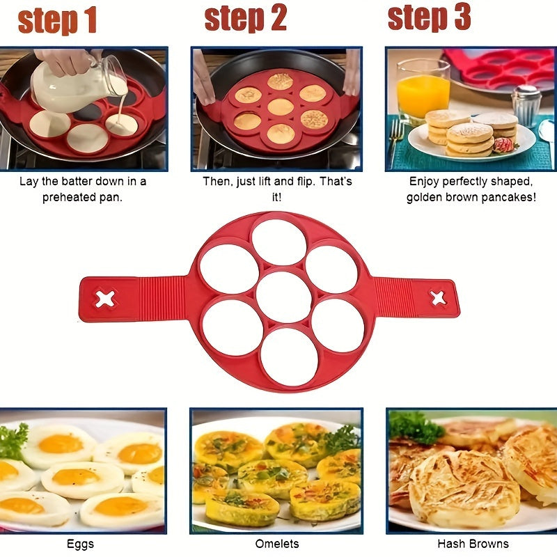 1pc, Silicone Non-Stick Pancake Mold, Egg Frying Mold, Baking Tool, Kitchen Supplies, Kitchen Accessories