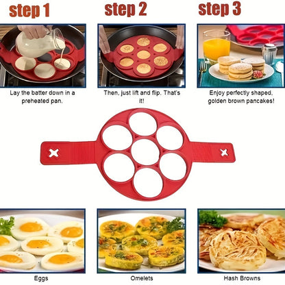 1pc, Silicone Non-Stick Pancake Mold, Egg Frying Mold, Baking Tool, Kitchen Supplies, Kitchen Accessories